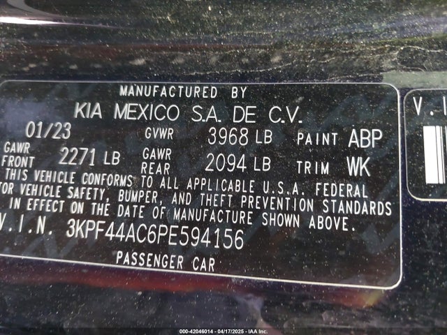 3KPF44AC6PE594156 KIA t-gdi gamma