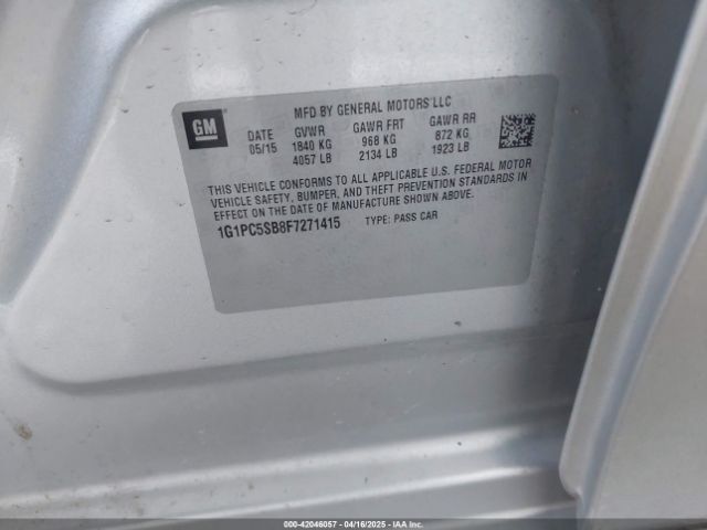 1G1PC5SB8F7271415 Chevrolet Cruze 1lt Auto