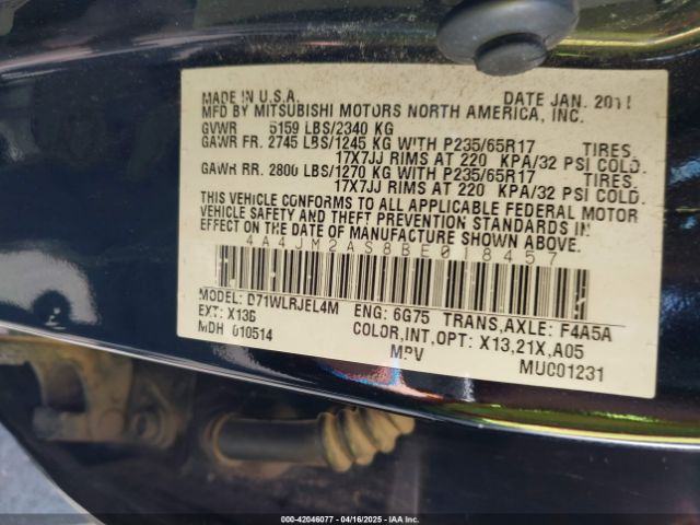 2011 MITSUBISHI ENDEAVOR 4A4JM2AS8BE018457 Photo 8