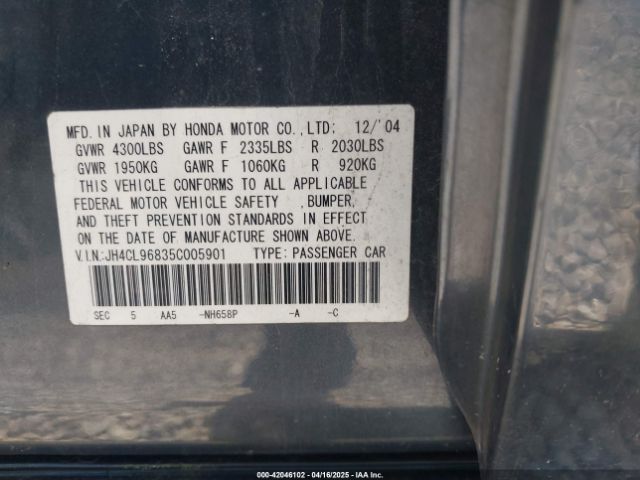 2005 ACURA TSX JH4CL96835C005901 Photo 8