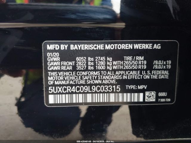 5UXCR4C09L9C03315 BMW X5 Sdrive40i