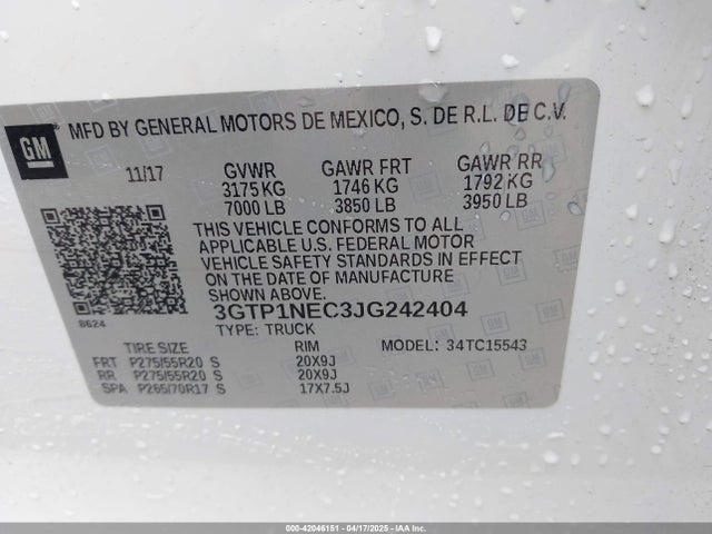 3GTP1NEC3JG242404 GMC Sierra 1500 Slt