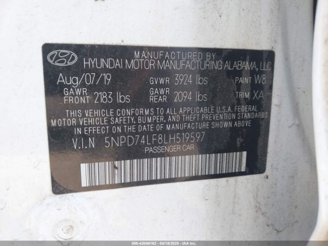 5NPD74LF8LH519597 Hyundai ELANTRA SE