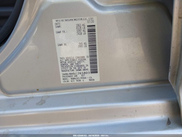 1N4BL4BV0LC265803 Nissan Altima S Fwd