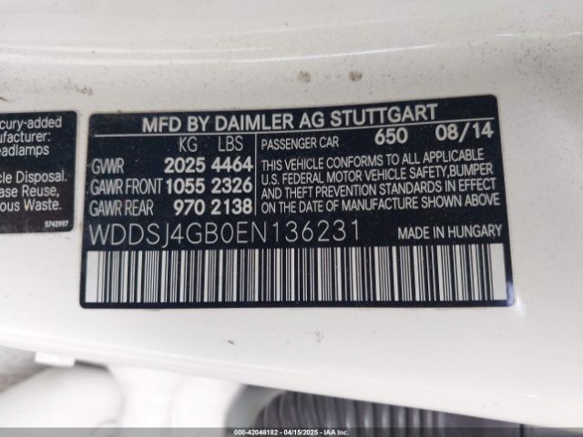 WDDSJ4GB0EN136231 Mercedes-Benz CLA 250 4MATIC