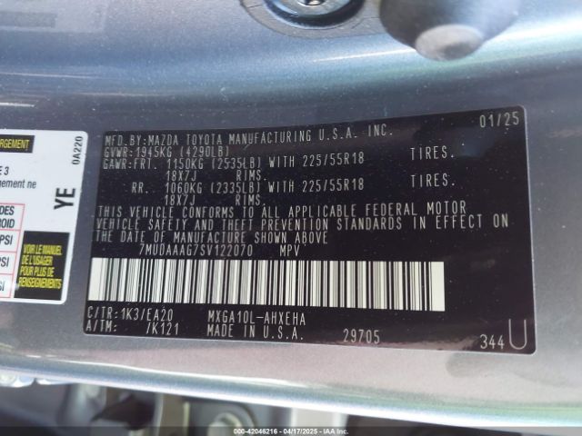7MUDAAAG7SV122070 Toyota Corolla Cross Xle