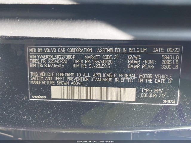 YV4ER3XL5R2273804 Volvo Xc40 Recharge Pure Electric Twin Plus