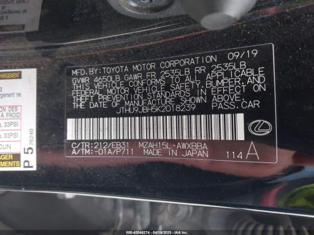 JTHU9JBH5K2018239 Lexus Ux 250h F Sport