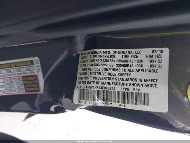 7FARW1H81JE040794 Honda Cr-v Ex-l/ex-l Navi