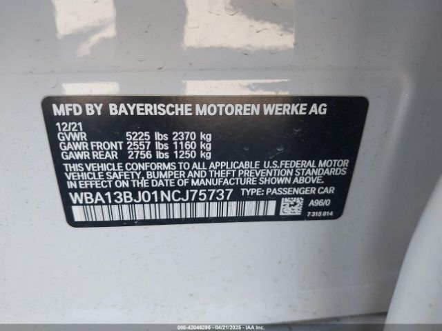 WBA13BJ01NCJ75737 BMW 530 I Xdrive