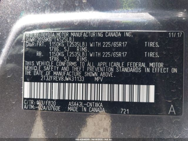 2T3ZFREV8JW431133 Toyota RAV4 LE