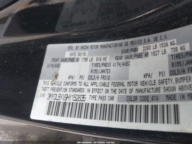 3MYDLBYV9HY152835 Toyota YARIS IA