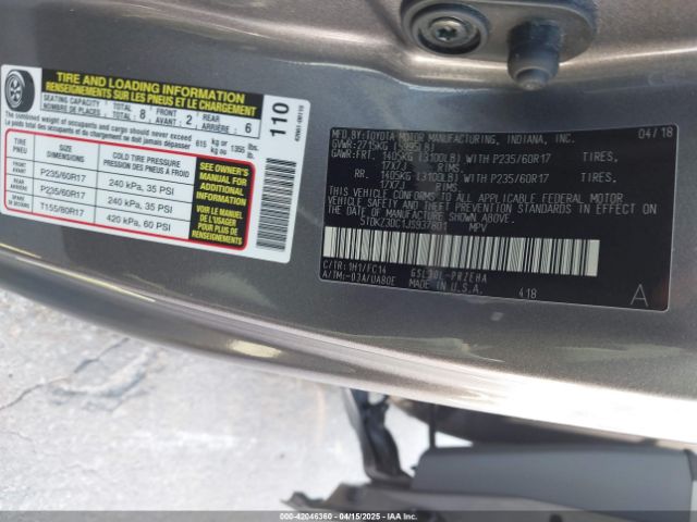 5TDKZ3DC1JS937801 Toyota Sienna Le 8 Passenger