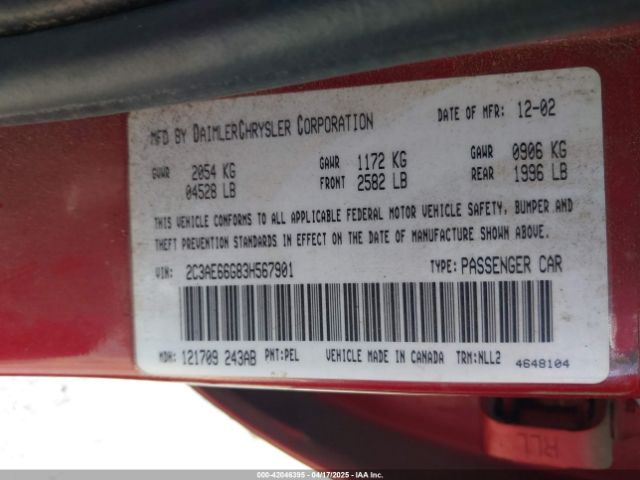 2003 CHRYSLER 300M 2C3AE66G83H567901 Photo 8