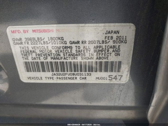 2011 MITSUBISHI LANCER JA32U2FU0BU031133 Photo 8