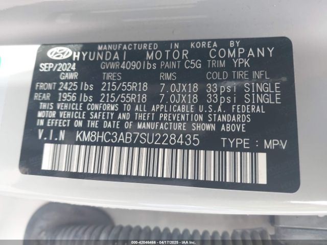 KM8HC3AB7SU228435 Hyundai Kona Sel Convenience