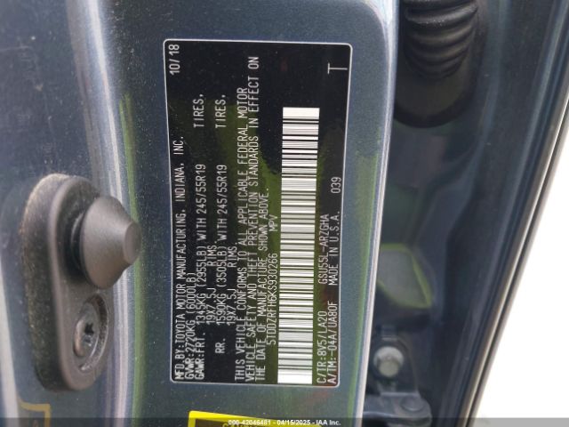 5TDDZRFH6KS930266 Toyota Highlander Limited