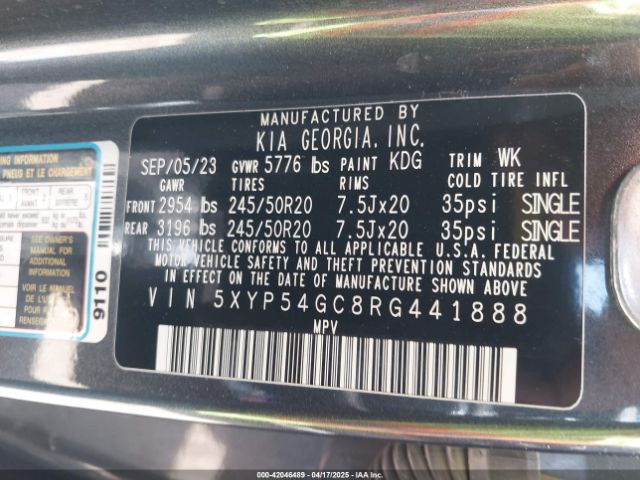 5XYP54GC8RG441888 KIA Telluride Sx