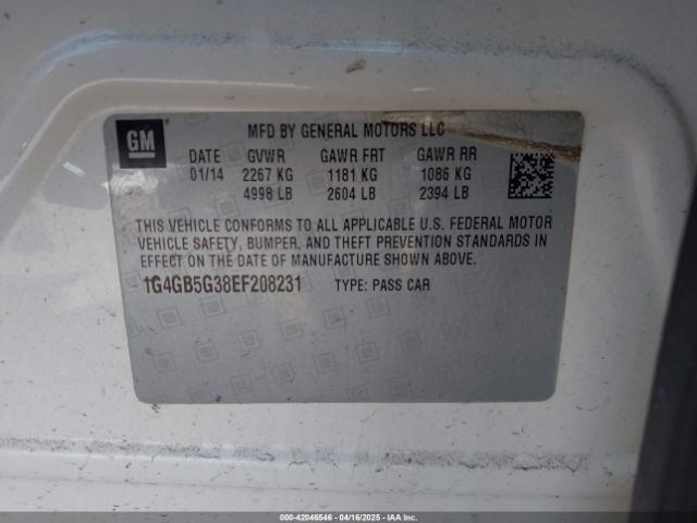 1G4GB5G38EF208231 Buick Lacrosse Leather Group