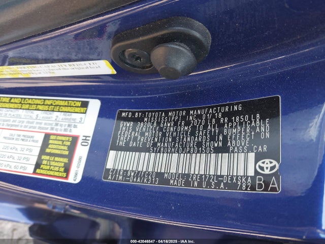 Toyota COROLLA SE 2018 5YFBURHE0JP801505 Image 9
