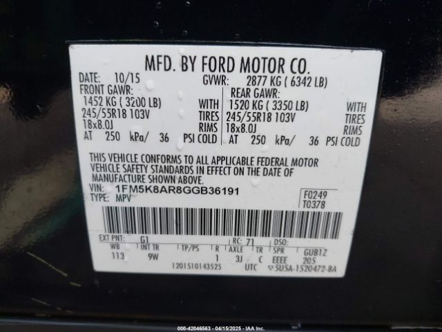 1FM5K8AR8GGB36191 Ford Police Interceptor