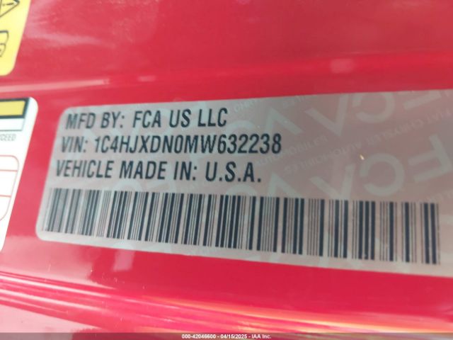 1C4HJXDN0MW632238 Jeep Wrangler Unlimited Freedom 4x4
