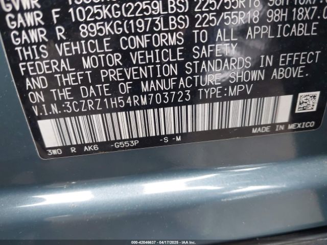 3CZRZ1H54RM703723 Honda Hr-v 2wd Sport/2wd Sport W/o Bsi