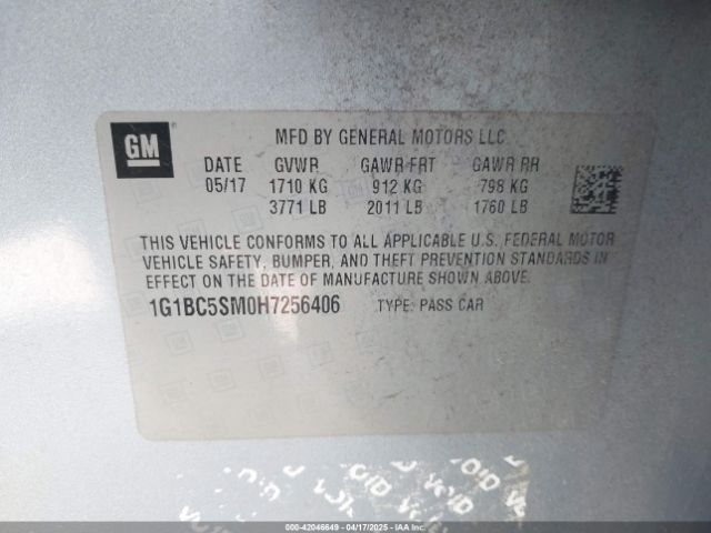 1G1BC5SM0H7256406 Chevrolet Cruze Ls Auto
