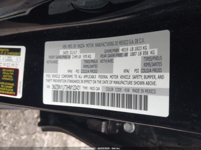 3MZBN1U73HM122431 Mazda Mazda3 4-door Sport