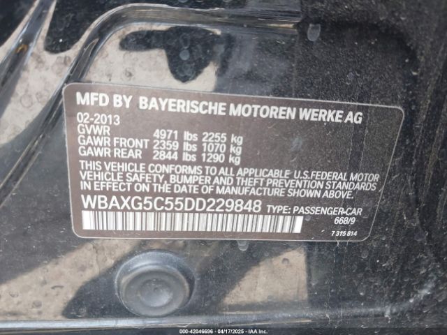 2013 BMW 528I WBAXG5C55DD229848 Photo 8