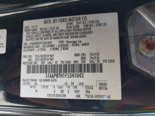 1FA6P8TH1F5341043 Ford Mustang Ecoboost
