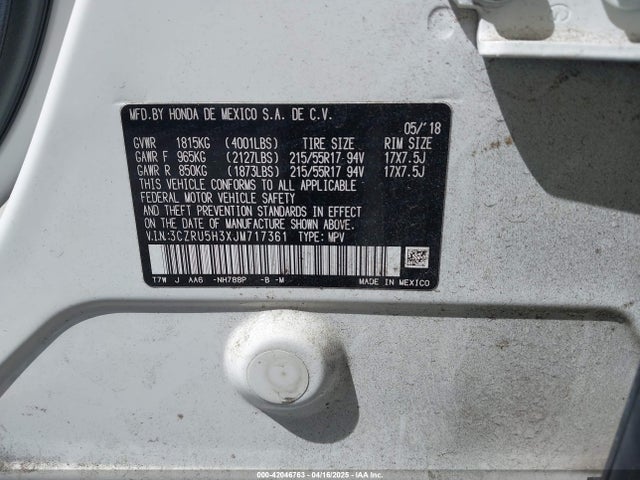 3CZRU5H3XJM717361 Honda HR-V LX
