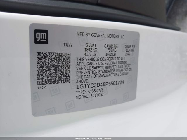 1G1YC3D45P5501724 Chevrolet Corvette Stingray Rwd  3lt