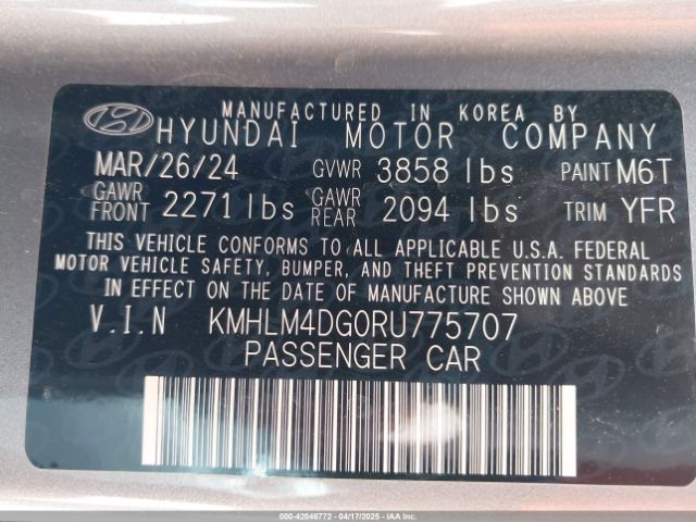 KMHLM4DG0RU775707 Hyundai ELANTRA SEL