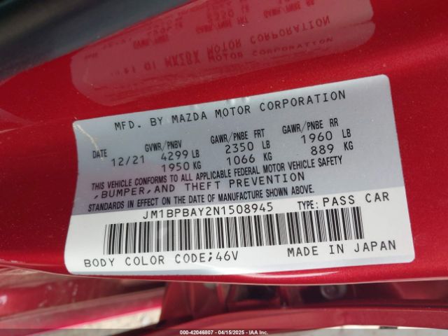 JM1BPBAY2N1508945 Mazda Mazda3 2.5 Turbo