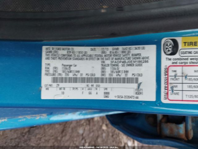 3FADP4BJ0EM186286 Ford FIESTA SE