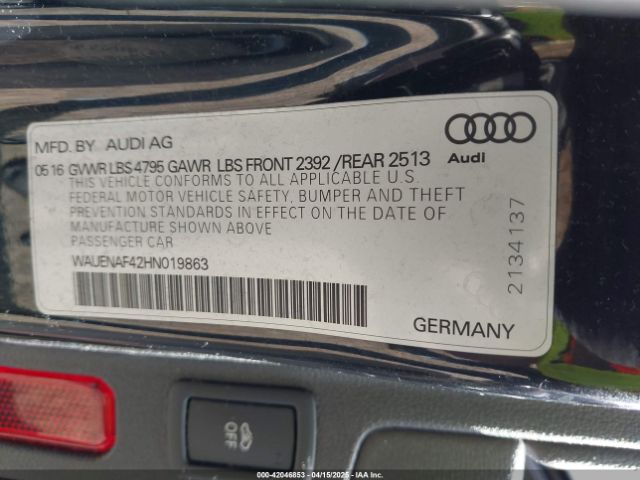 WAUENAF42HN019863 Audi A4 2.0t Premium