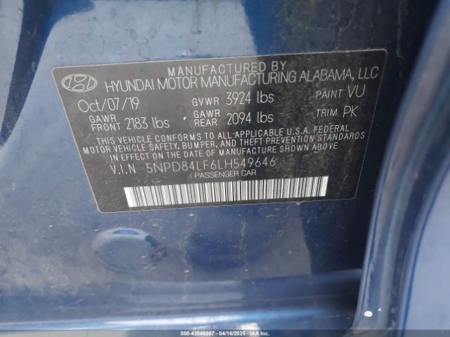 5NPD84LF6LH549646 Hyundai Elantra Limited