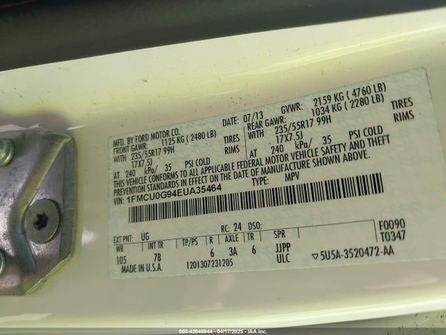 1FMCU0G94EUA35464 Ford ESCAPE SE