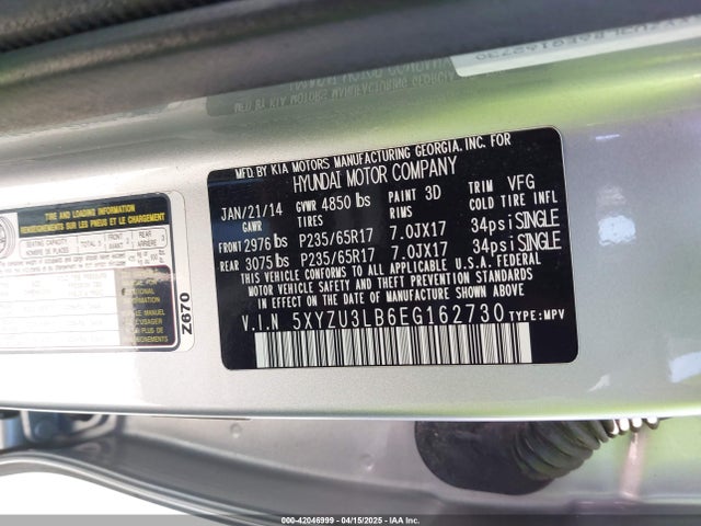 5XYZU3LB6EG162730 Hyundai Santa Fe Sport 2.4l
