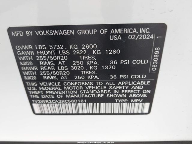 2024 VOLKSWAGEN ATLAS 1V2WR2CA2RC560161 Photo 8
