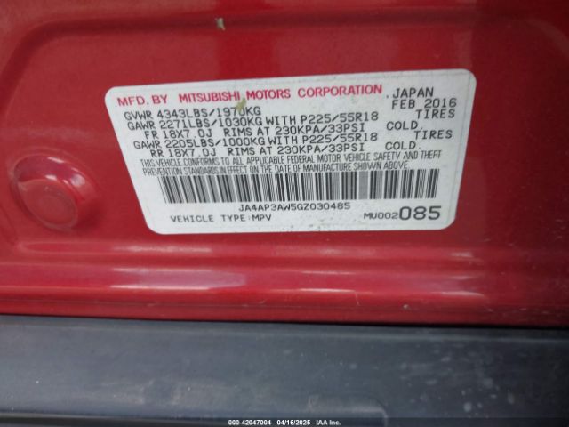 2016 MITSUBISHI OUTLANDER SPORT JA4AP3AW5GZ030485 Photo 8