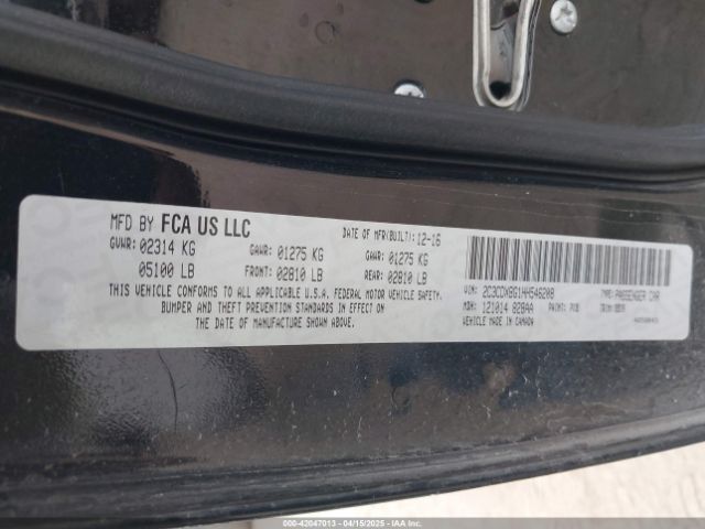 2C3CDXBG1HH546208 Dodge Charger Se Rwd