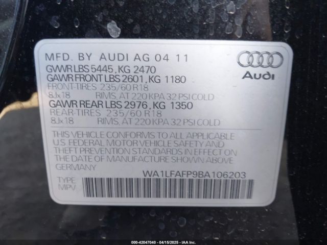 2011 AUDI Q5 WA1LFAFP9BA106203 Photo 8