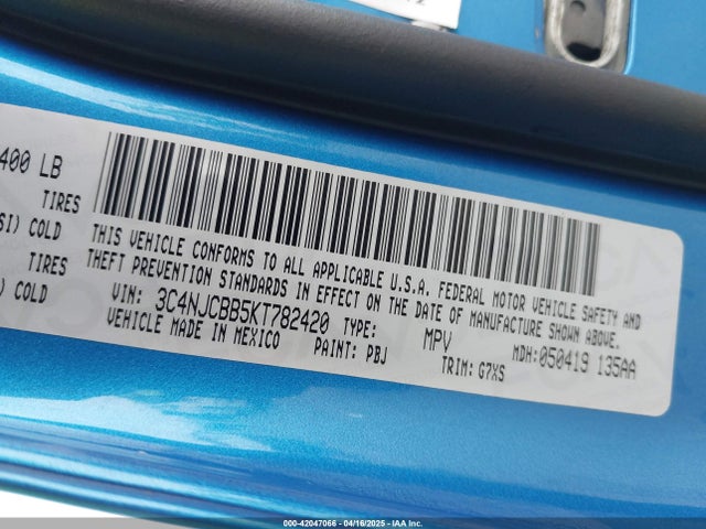 3C4NJCBB5KT782420 Jeep Compass Sun And Wheel Fwd