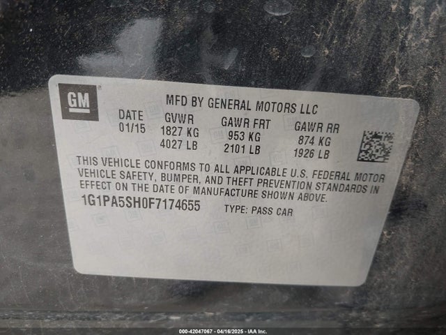 1G1PA5SH0F7174655 Chevrolet Cruze Ls Auto
