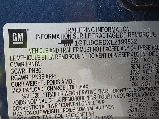 1GTU9CEDXLZ199532 GMC Sierra 1500 4wd  Short Box Elevation/4wd  Standard Box Elevation