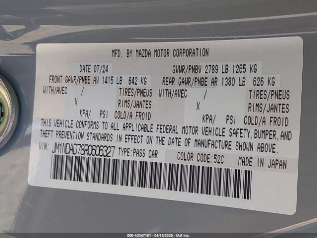 JM1NDAD78R0606327 Mazda Mx-5 Miata Grand Touring