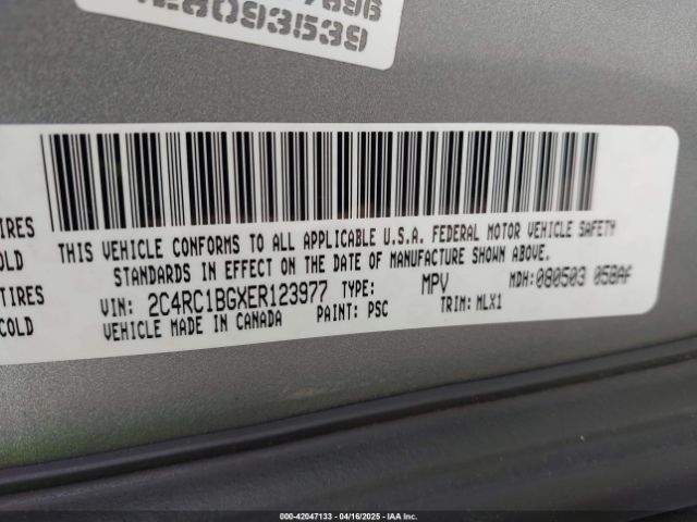 2C4RC1BGXER123977 Chrysler Town & Country Touring