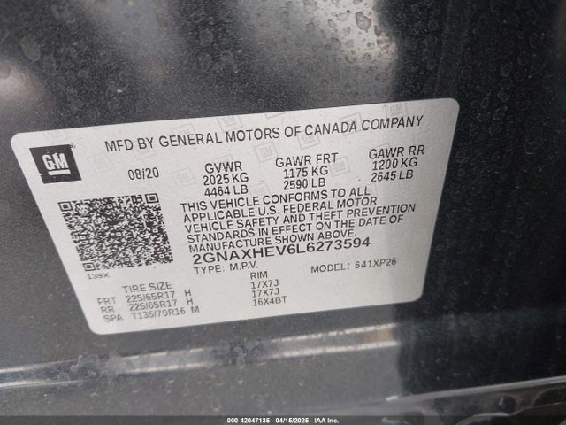 2GNAXHEV6L6273594 Chevrolet Equinox Fwd Ls